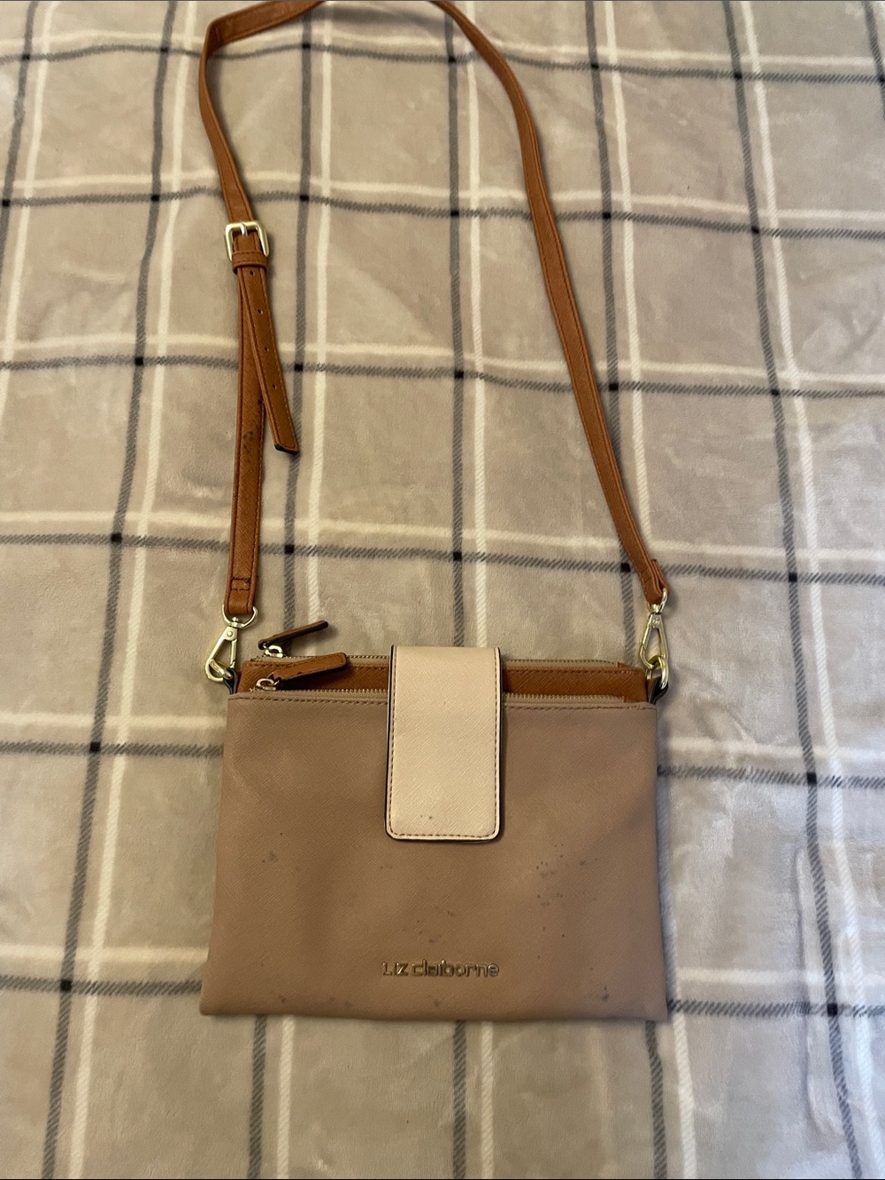Liz Claiborne Beige and Tan Crossbody Purse